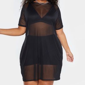 Black Mesh T Shirt Dress